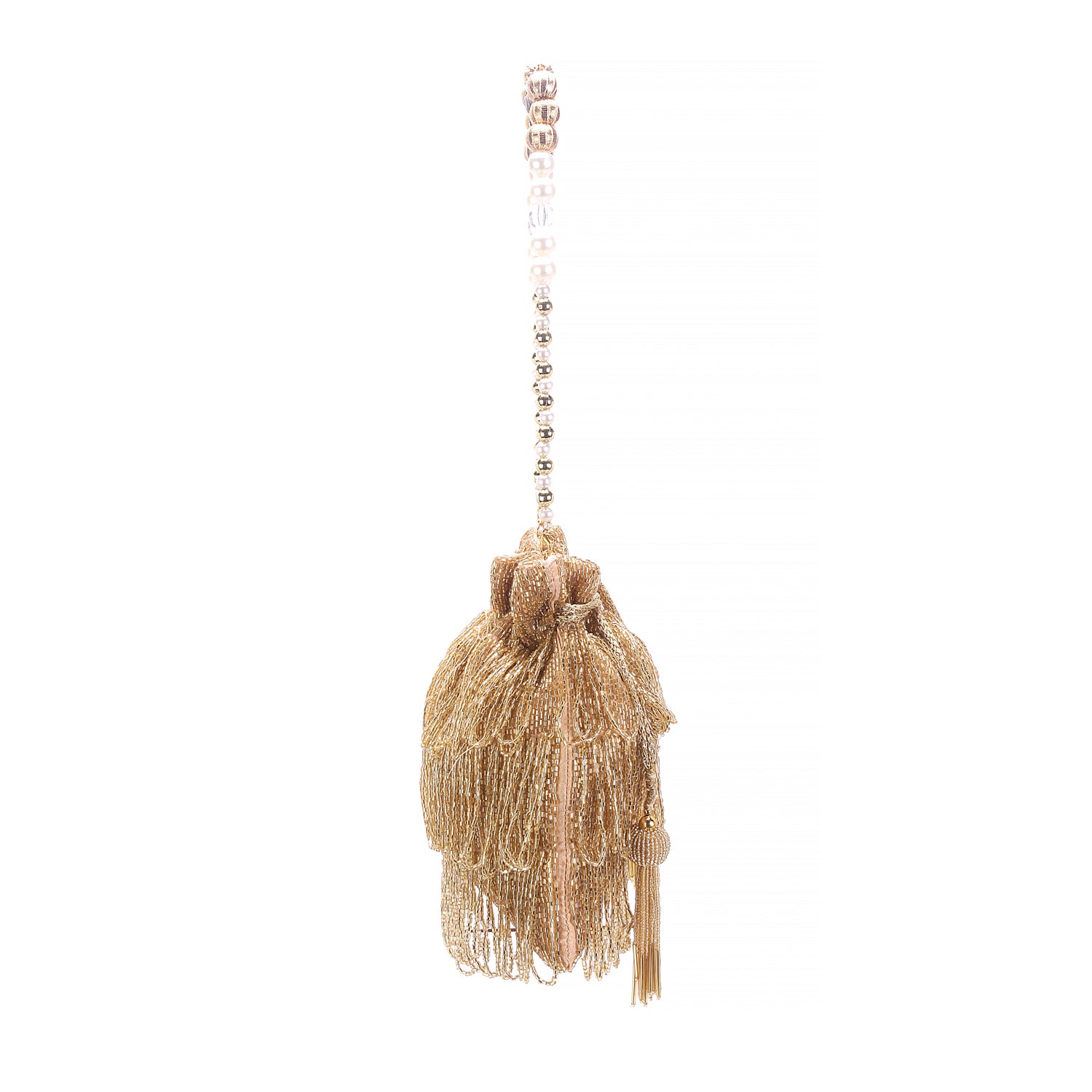 gold three layer tassel potli