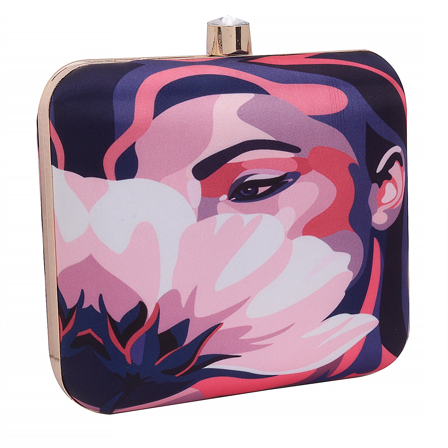 3D Design Hide Face Printed Box Clutch