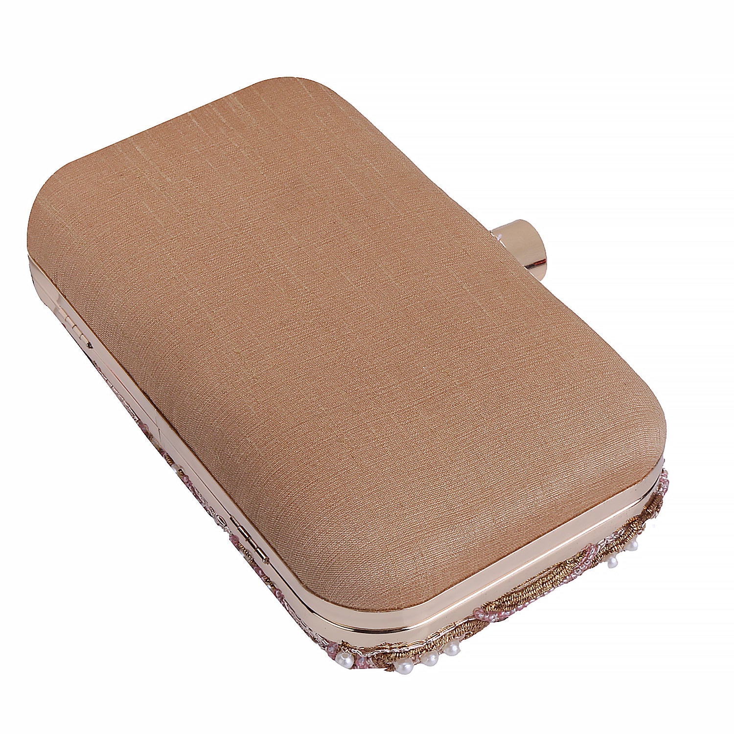 rose gold embroidered clutch