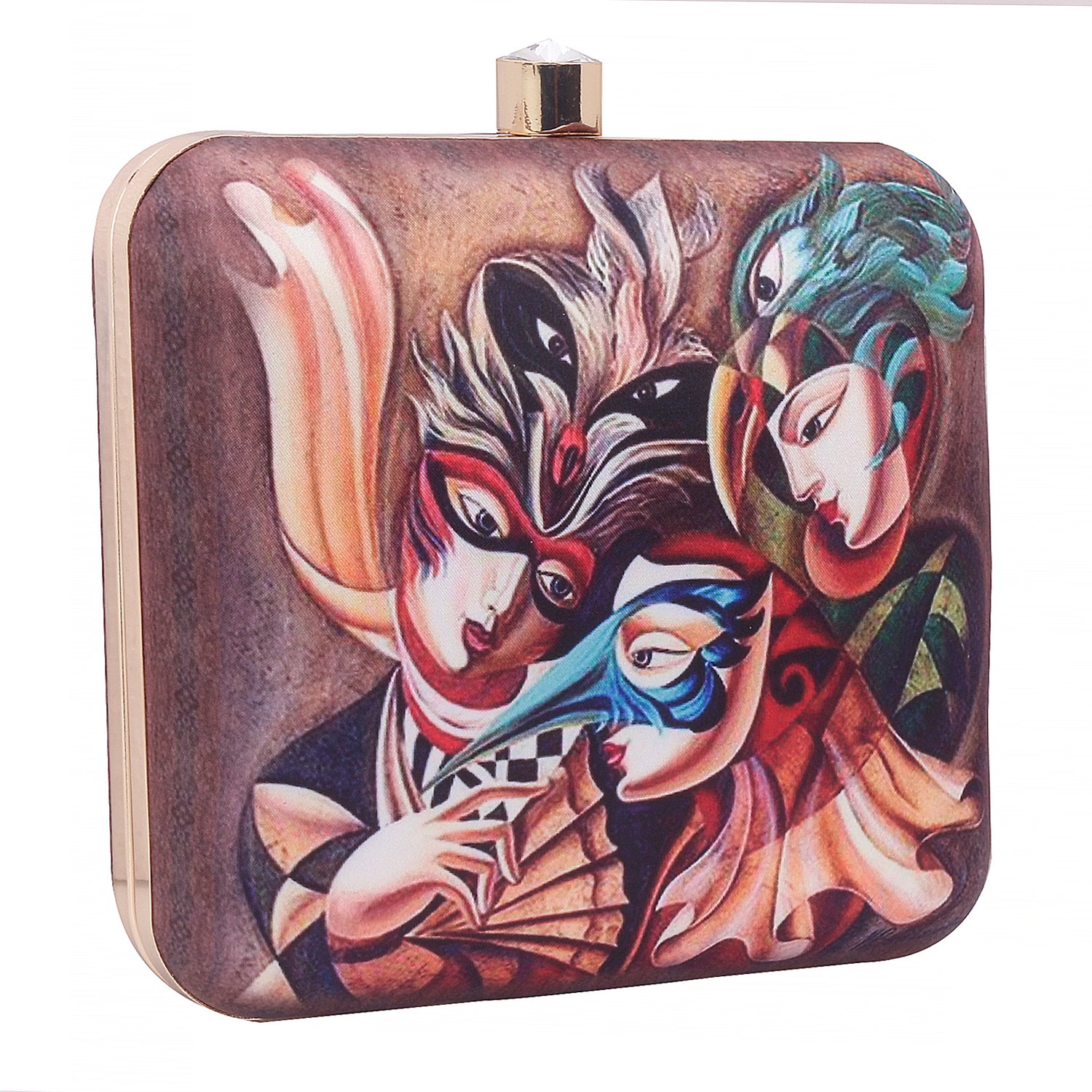 3D digital print casual box clutch