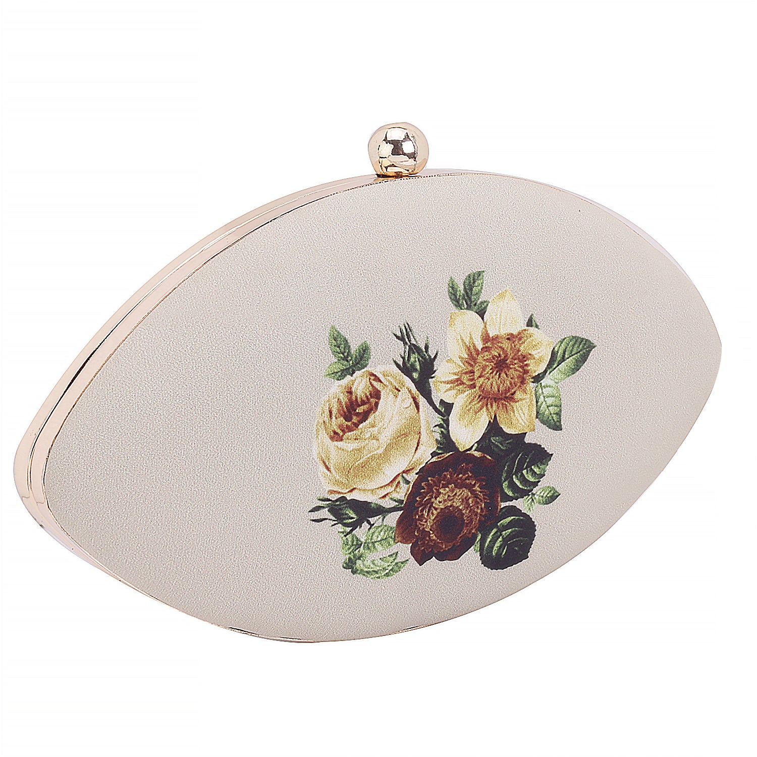 Printed Floral Touch Boat Shape Clutch