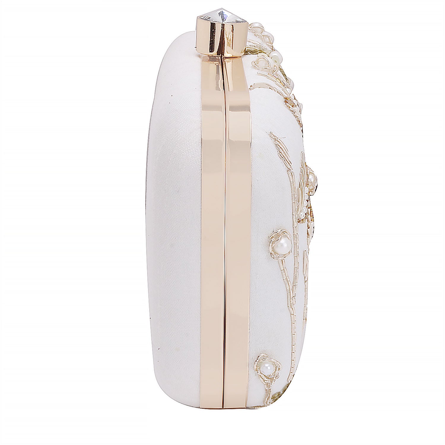leaf design embroidery clutch