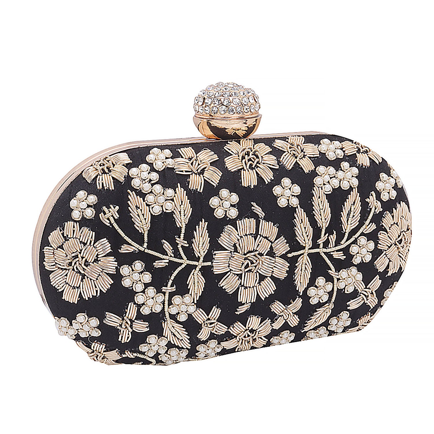 Embroidered Box Clutch For Casual Use