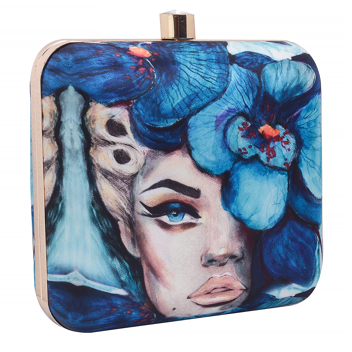 Swisni girlish blue printed clutch