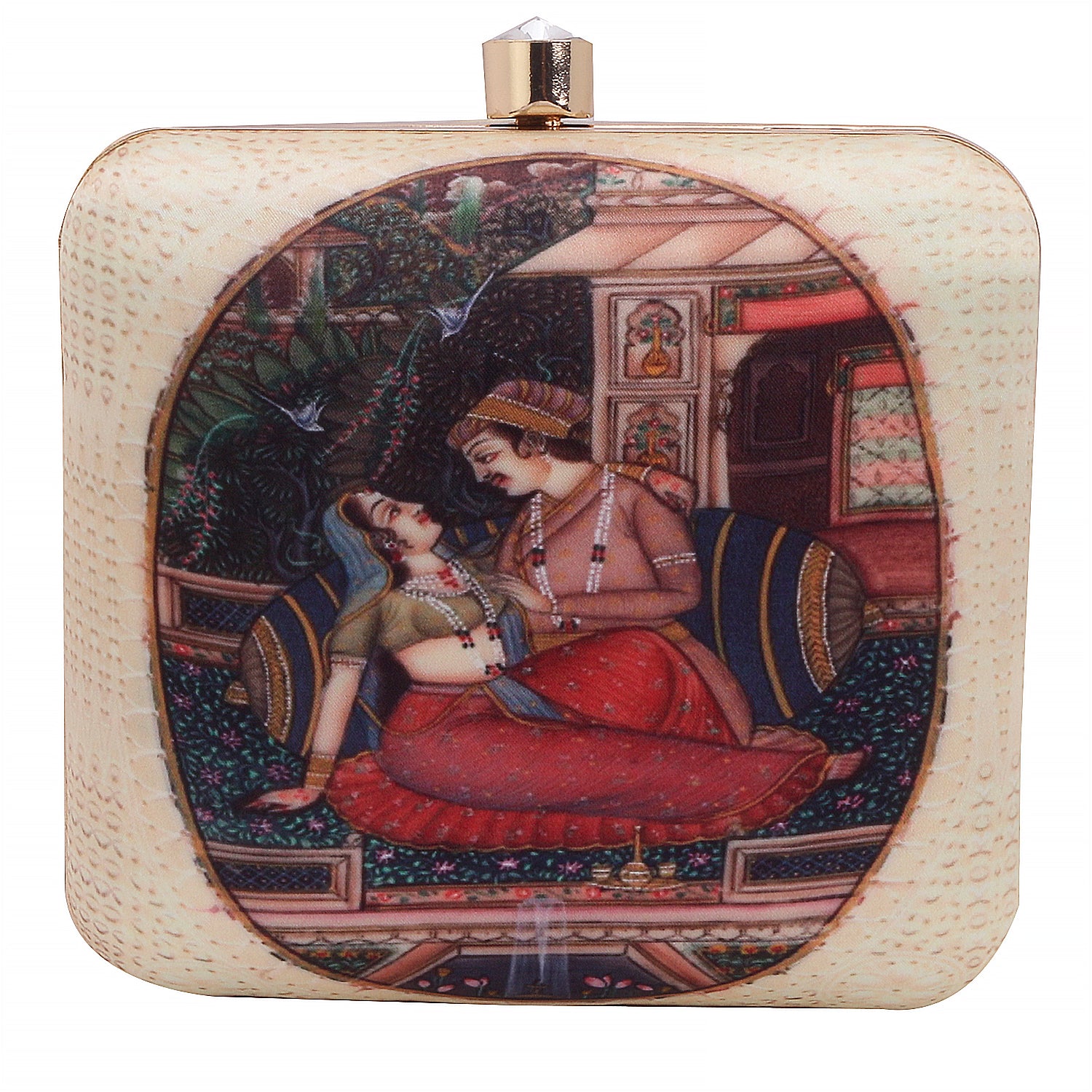 Royal Couple Painting Printed Clutch Bag