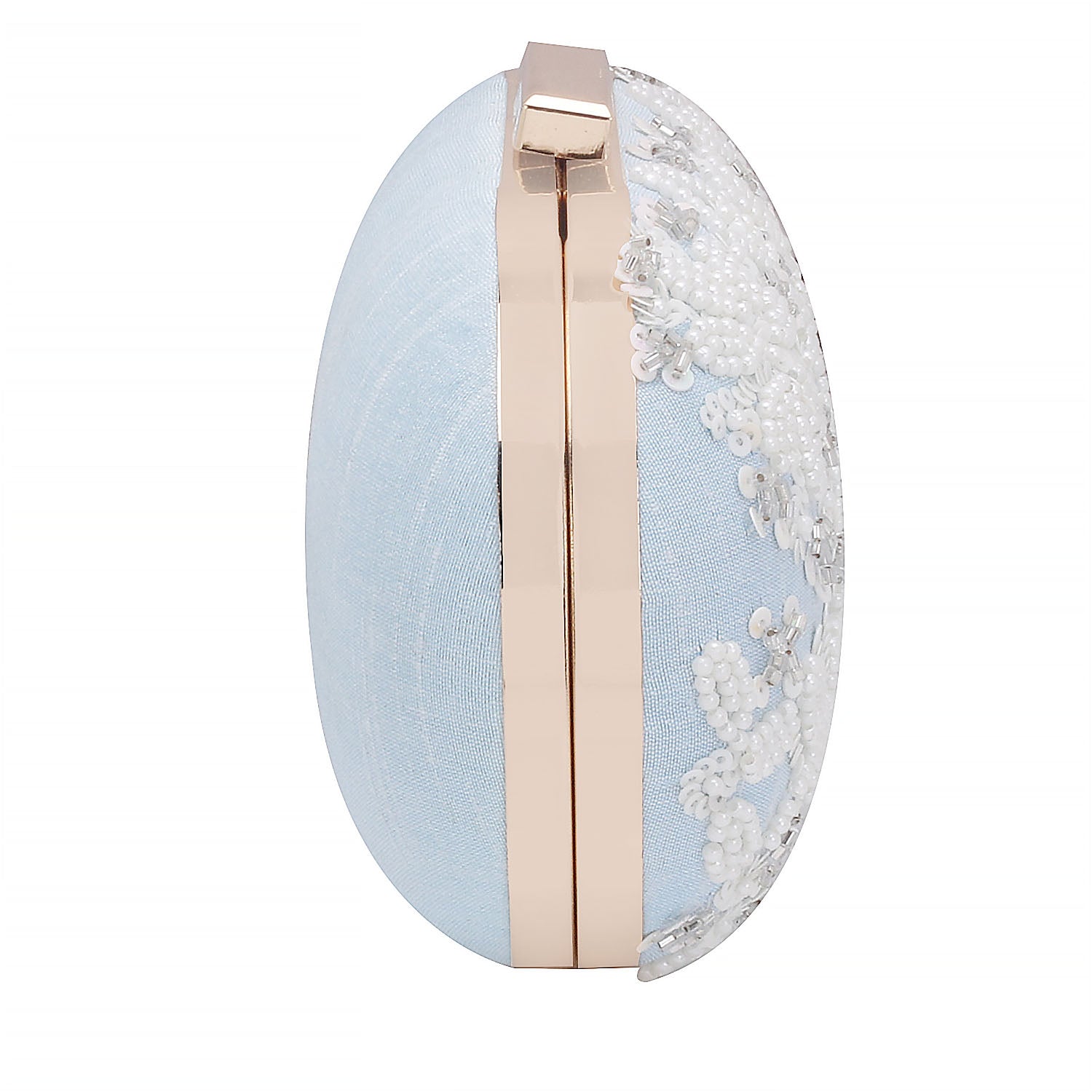 Sky Blue Ovel Clutch For Casual Use