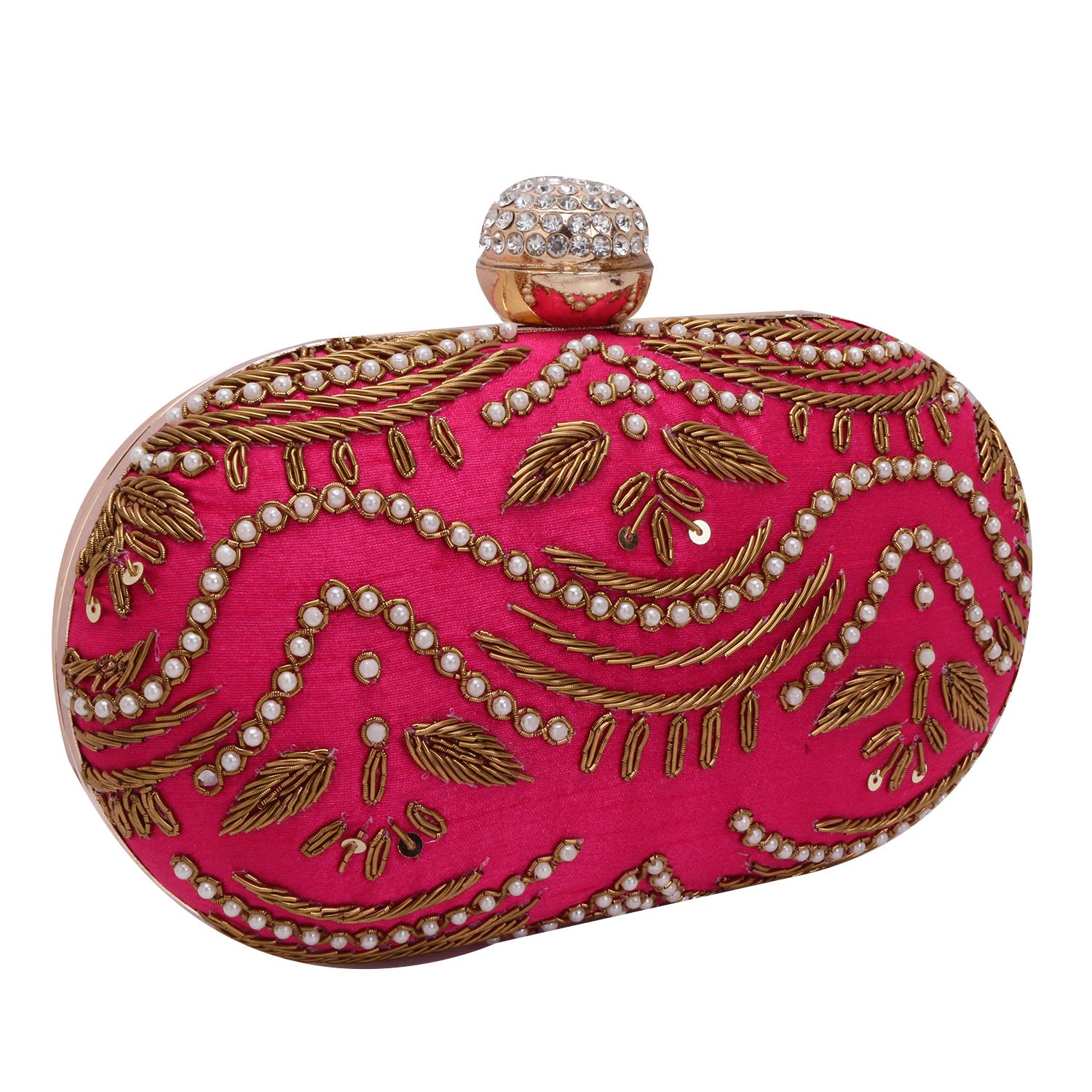 Embroidered Box Clutch For Casual Use