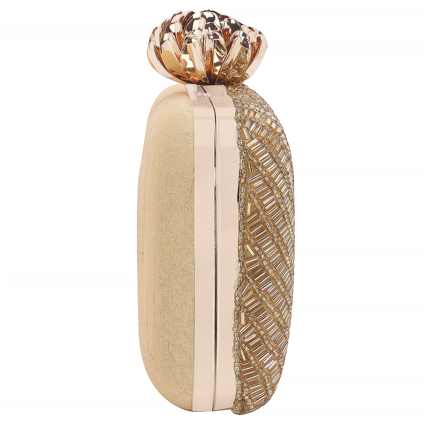latest golden swirl design embroidered clutch bag