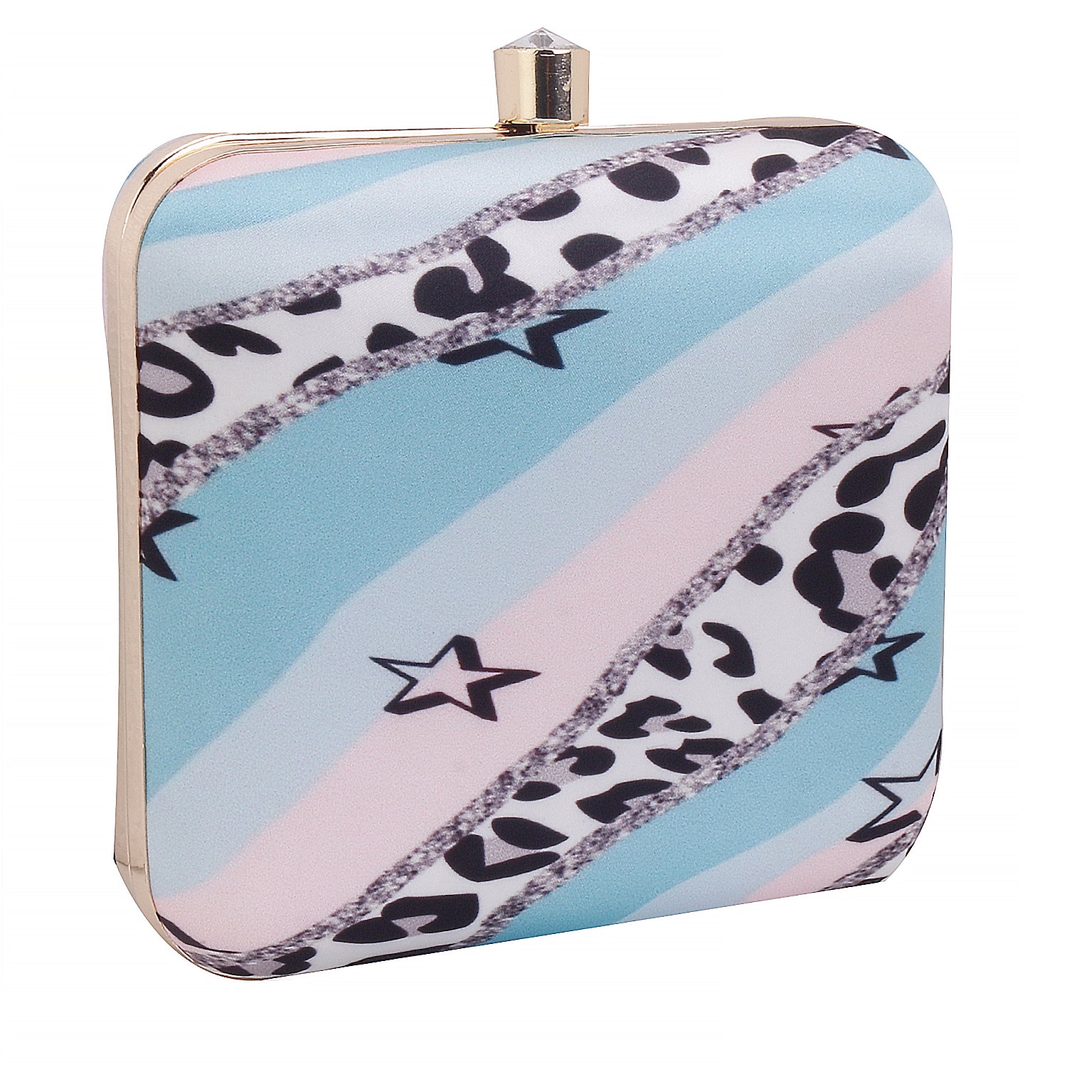 Abstract print box clutch for bag