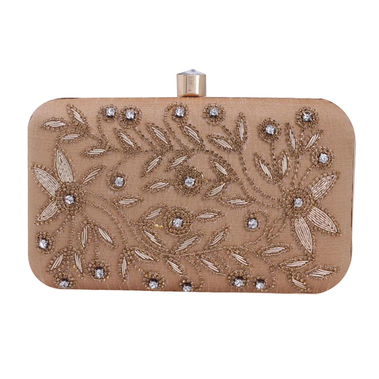 gold embroidery rectangle clutch