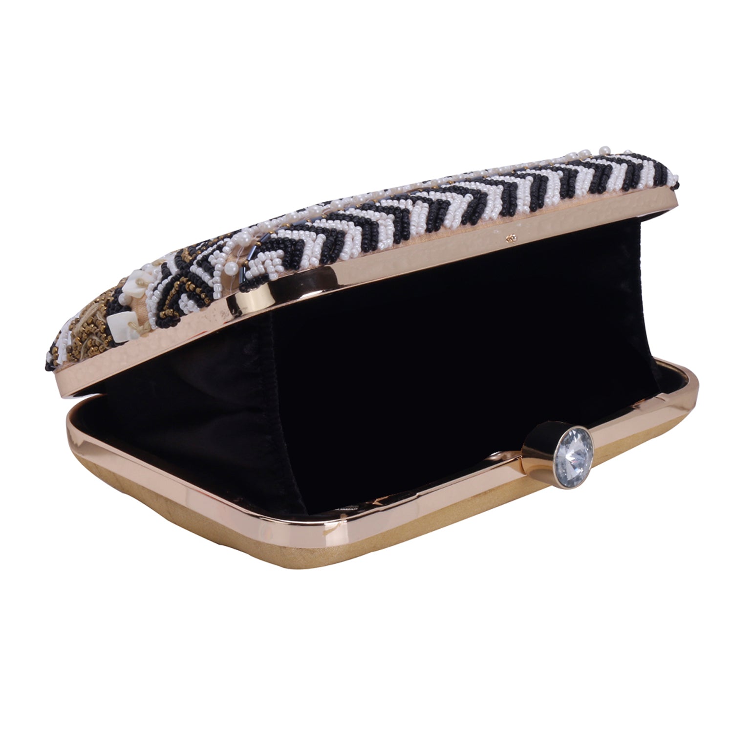 traditional black embellished clutch
