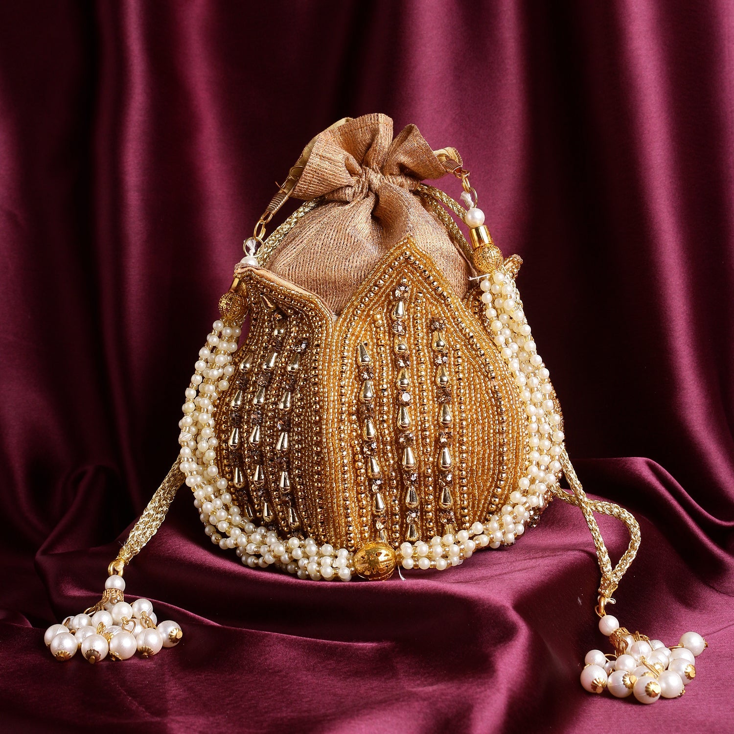 SWISNI GOLDEN LOTUS POTLI BAG