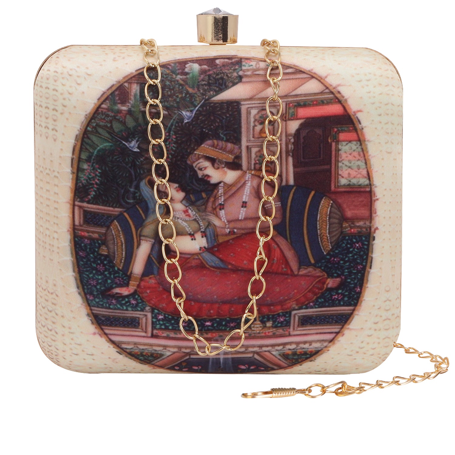 Royal Couple Painting Printed Clutch Bag