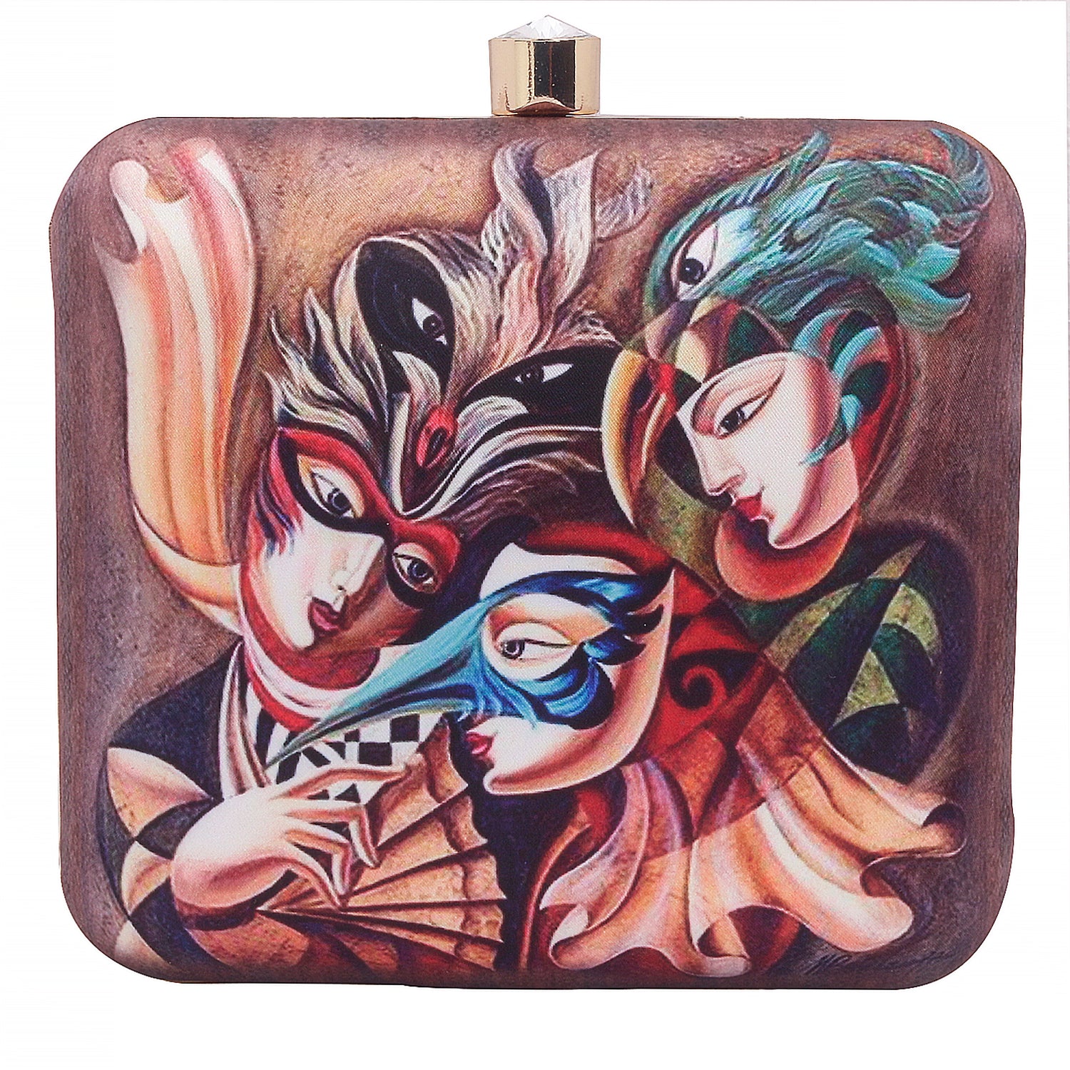 3D digital print casual box clutch