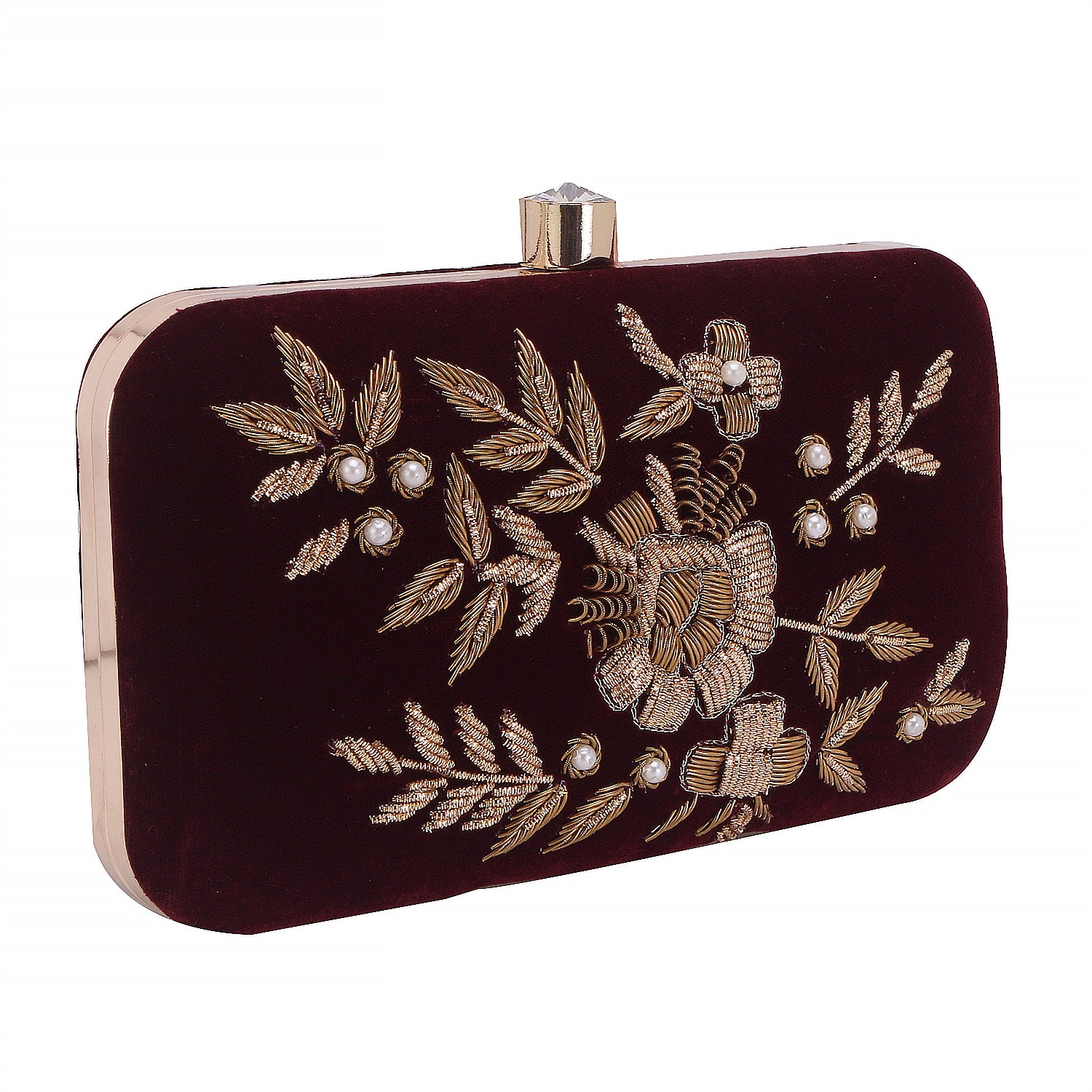 marron embroidery clutch for girls and women