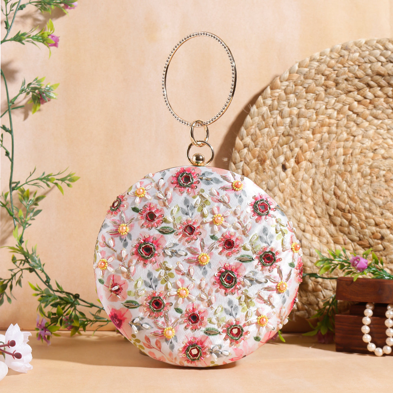 Designer round clutch