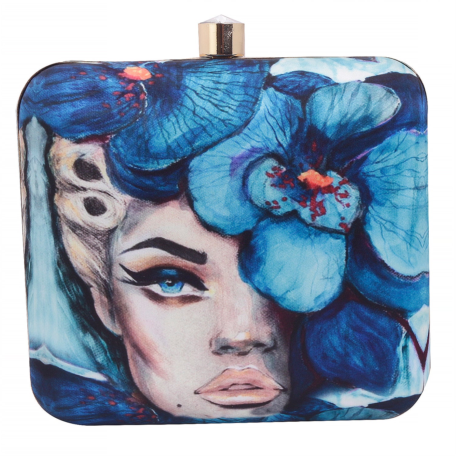 Swisni girlish blue printed clutch