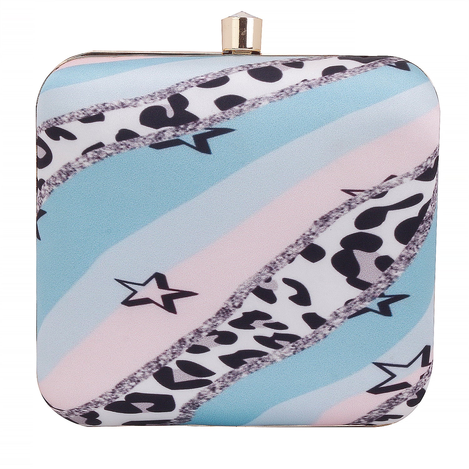 Abstract print box clutch for bag
