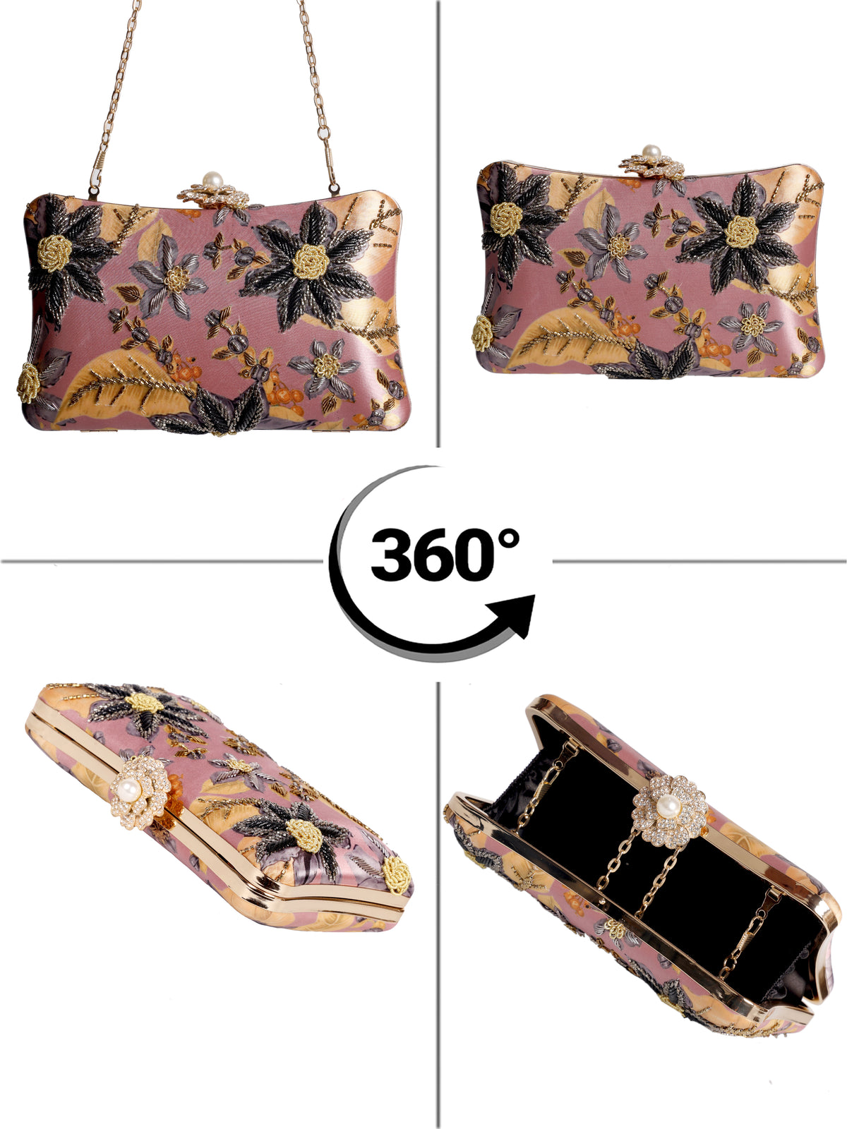 VRPS Printed Embroidered Clutch | Handcrafted Ethnic Bag | SWIS-1624 | Additional Angle