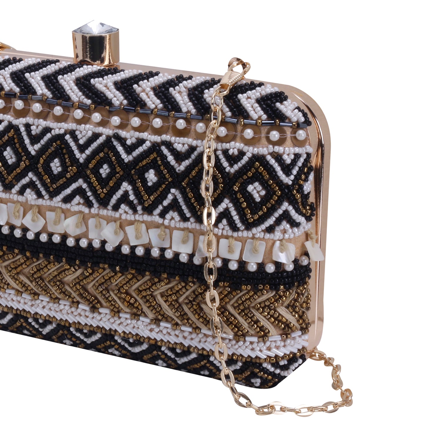 traditional black embellished clutch