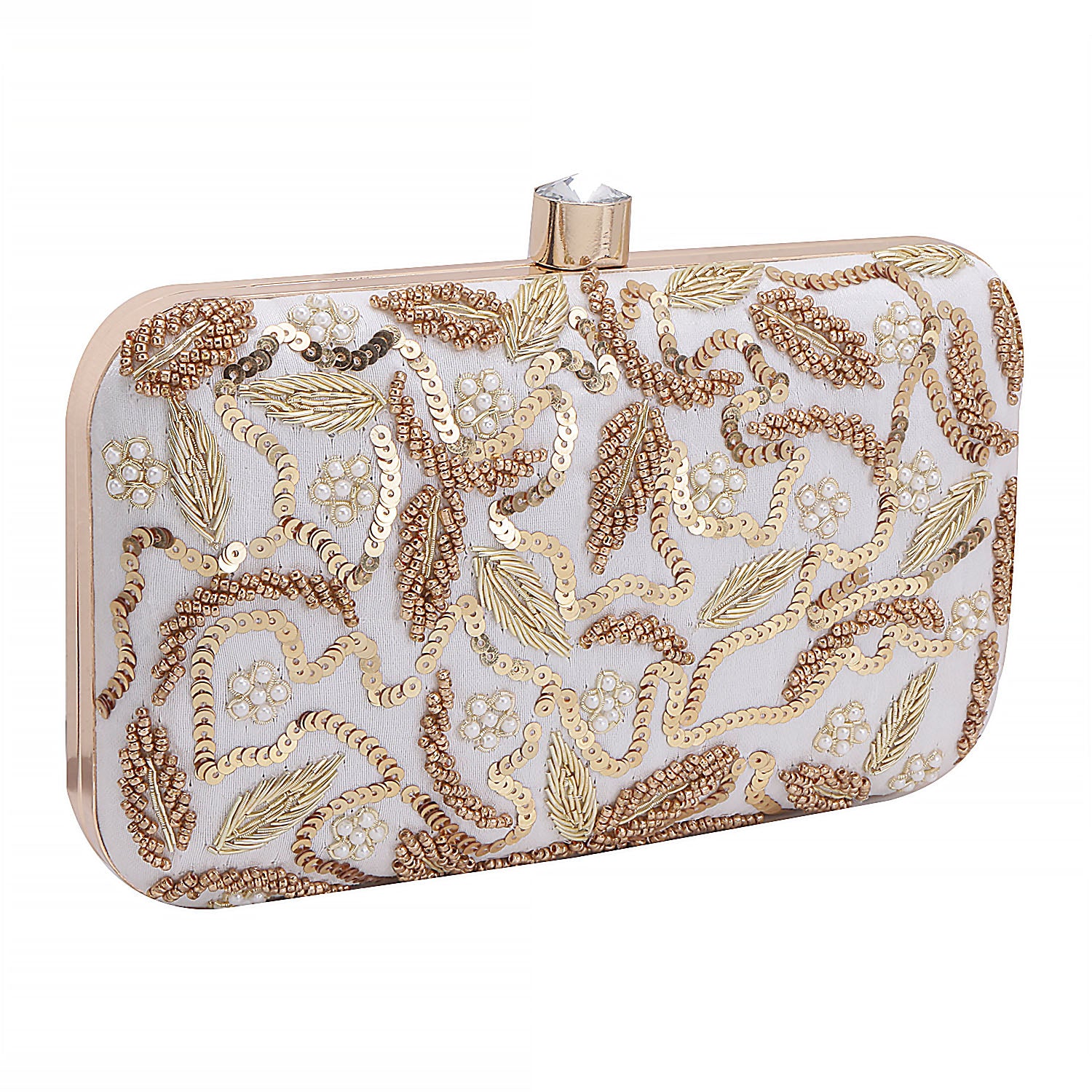Embroidered Box Clutch For Casual Use