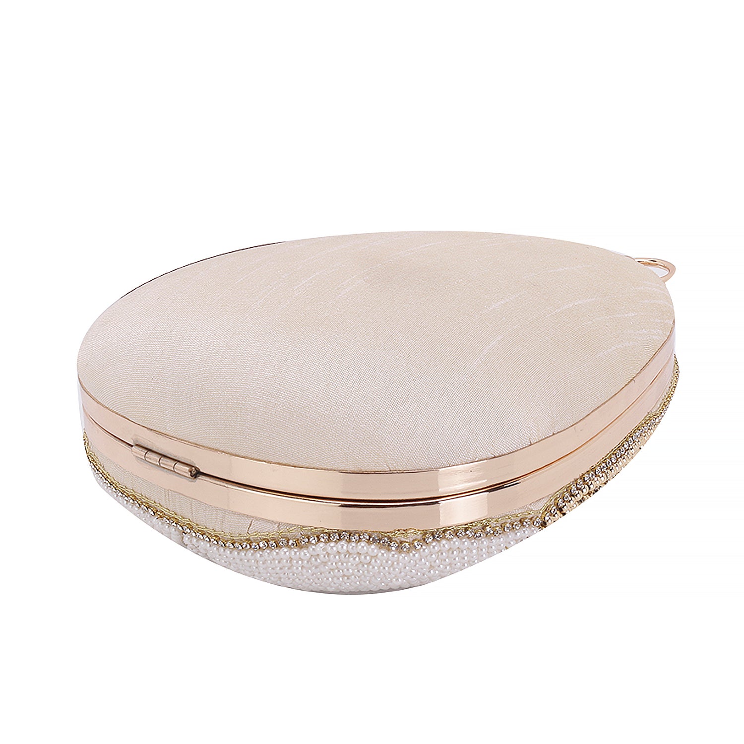 Designer handmade embroidery almond shape clutch
