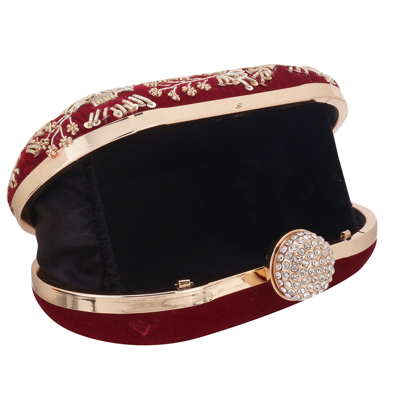 Handmade zardosi maroon oval clutch