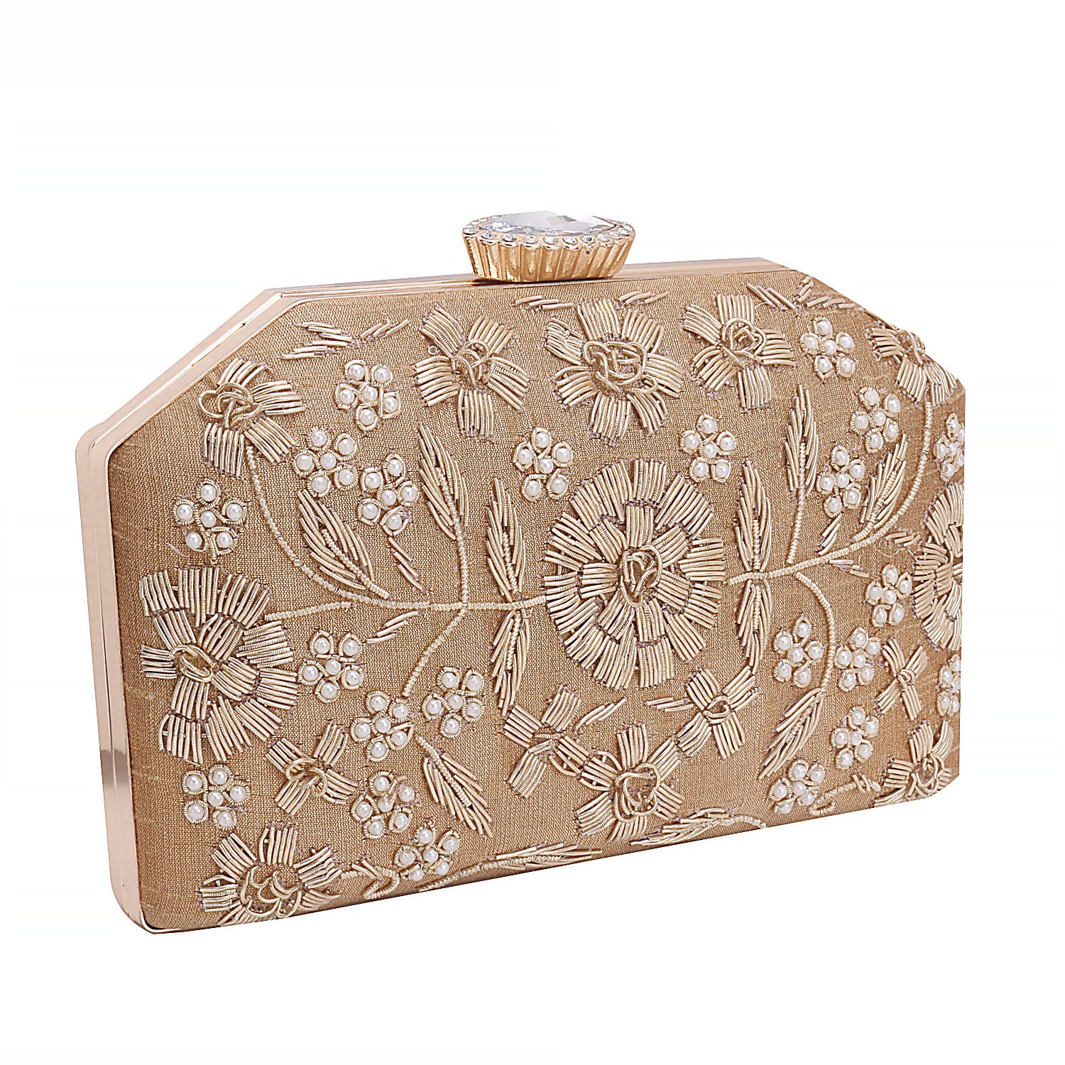 Embroidered Box Clutch For Casual Use