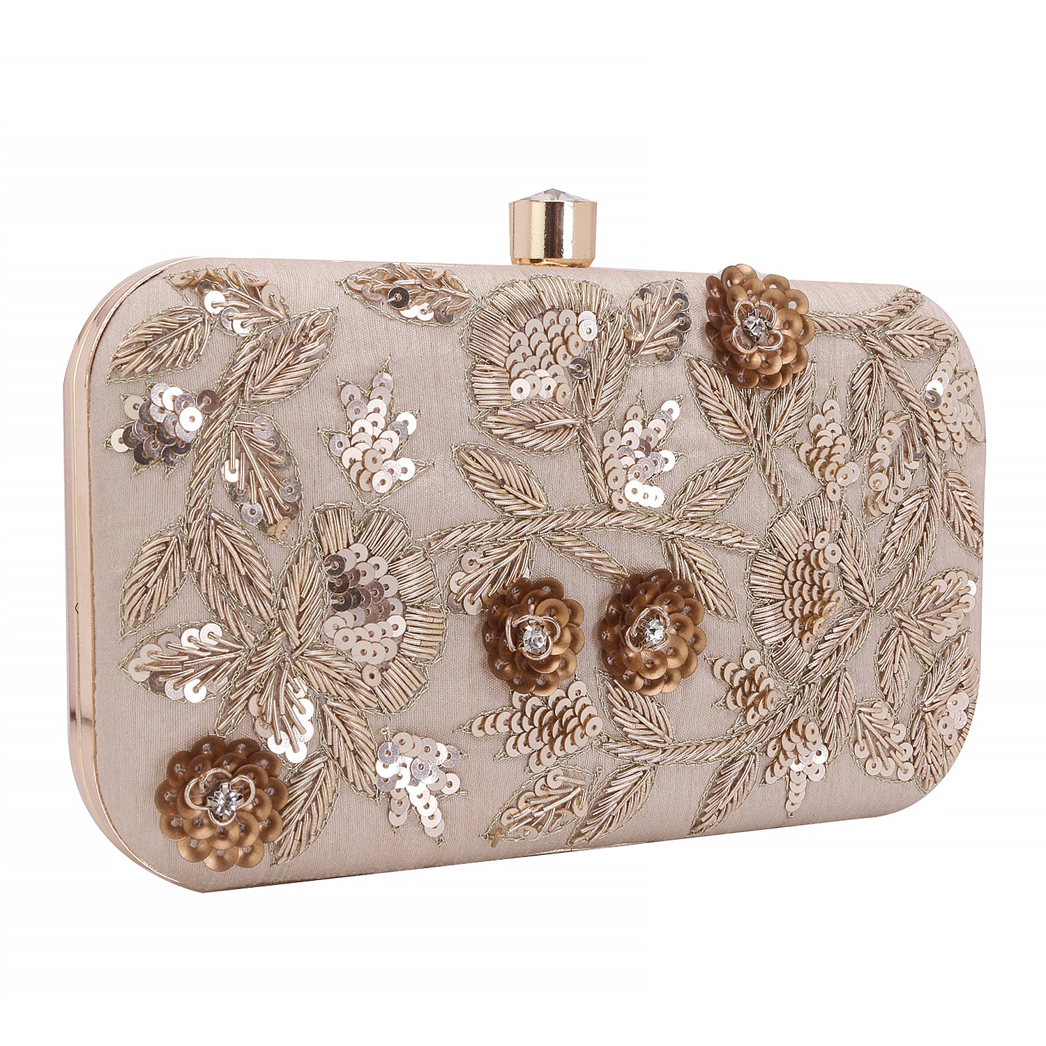 Embroidery dull white clutch