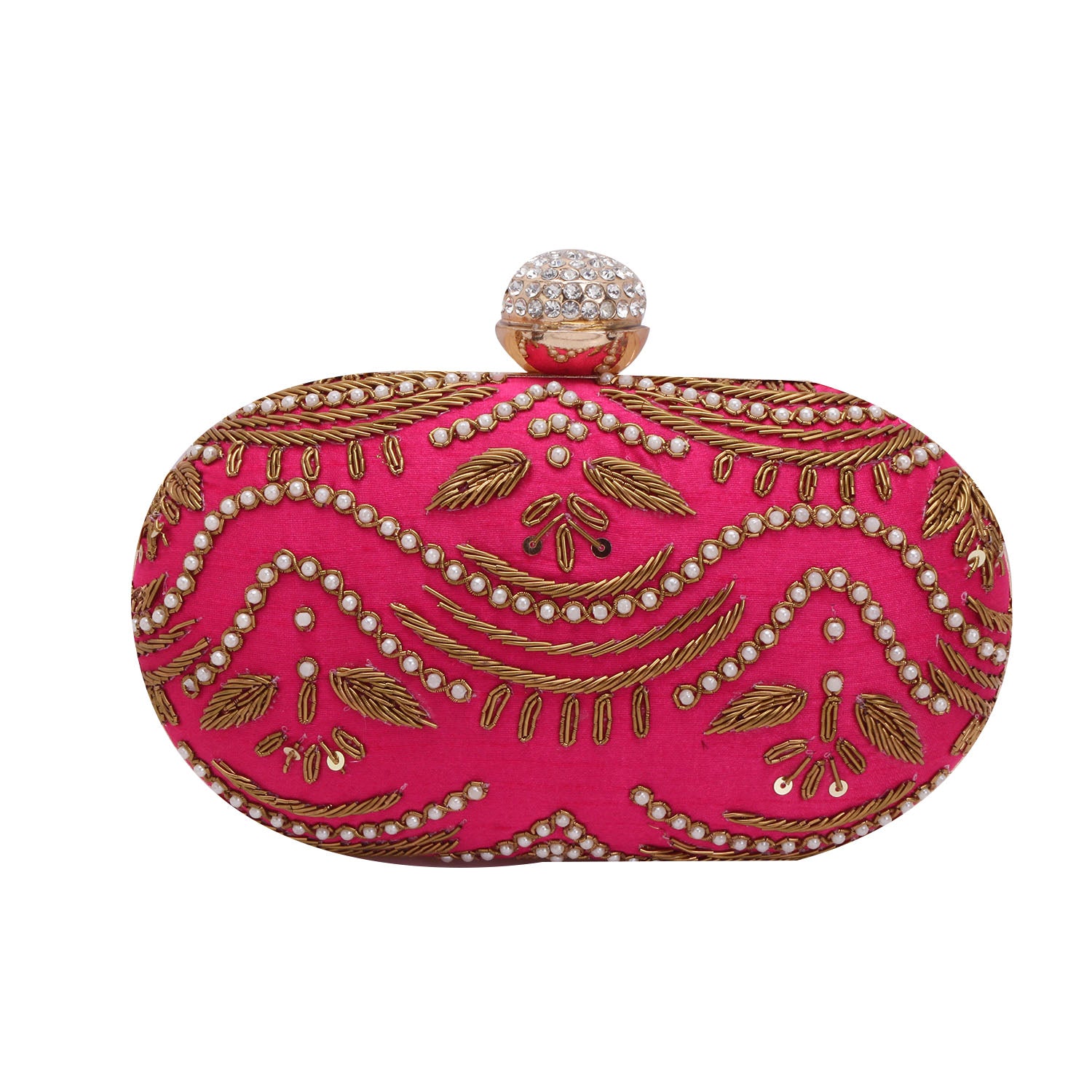 Embroidered Box Clutch For Casual Use