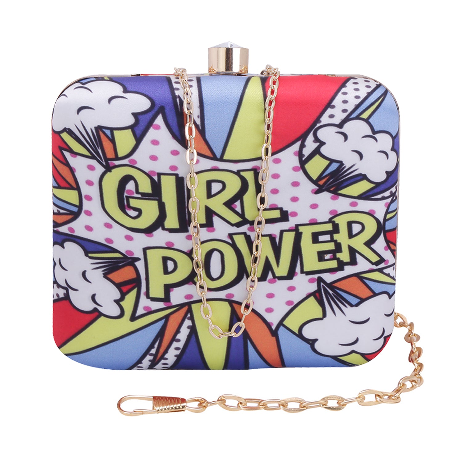 girl power digital printed clutch