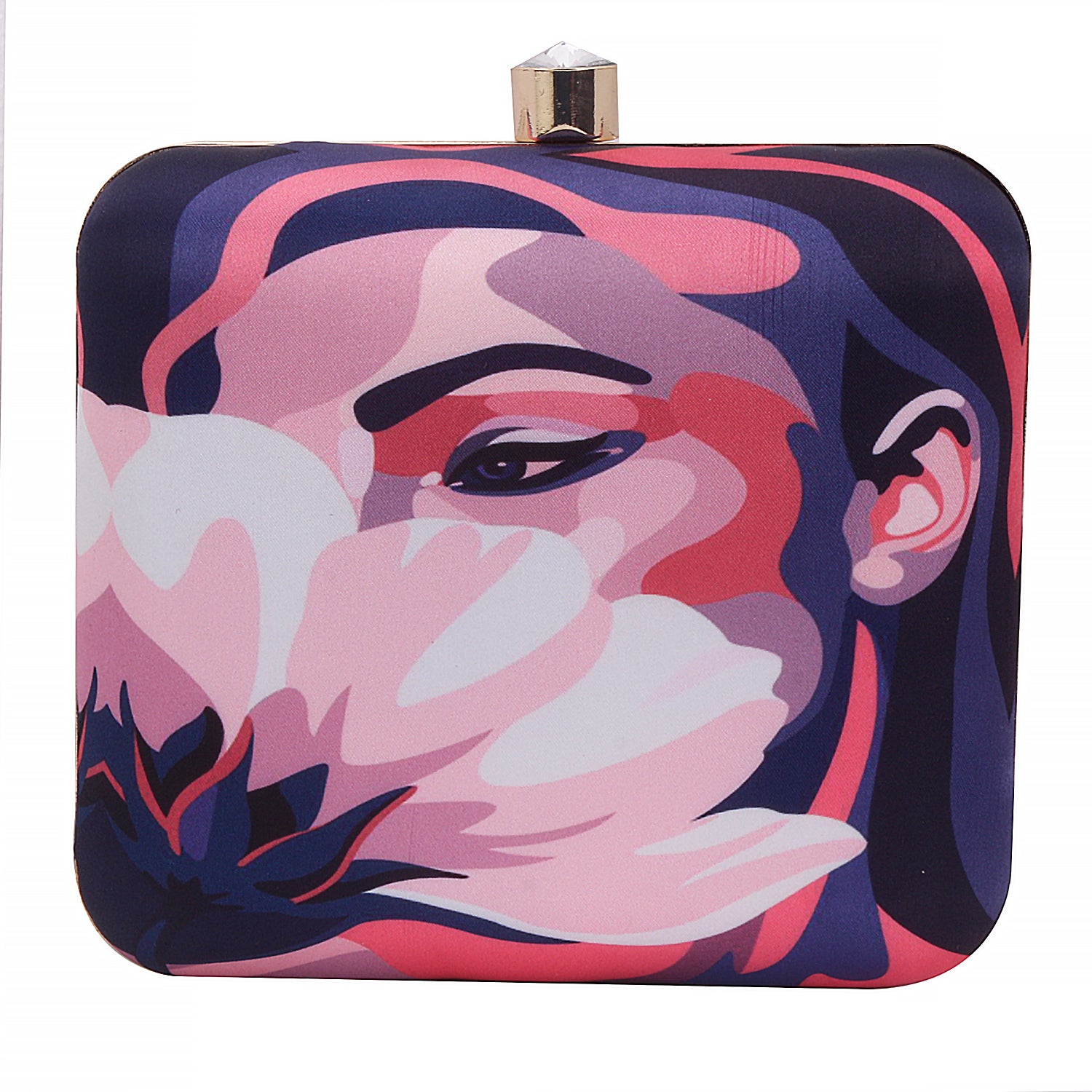 3D Design Hide Face Printed Box Clutch