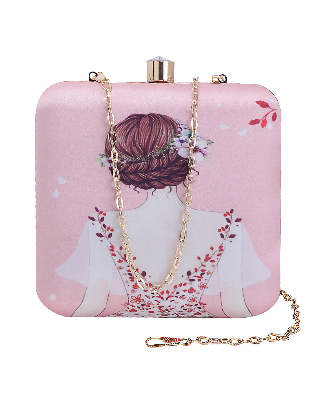 feminine designer printed clutch
