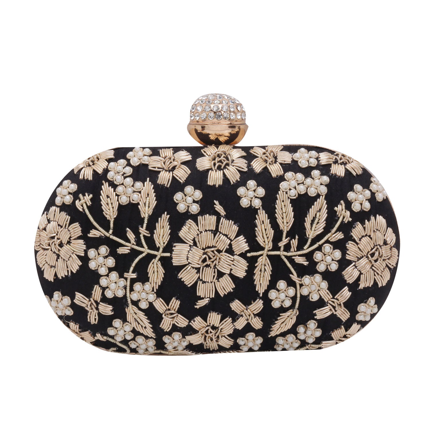 Embroidered Box Clutch For Casual Use