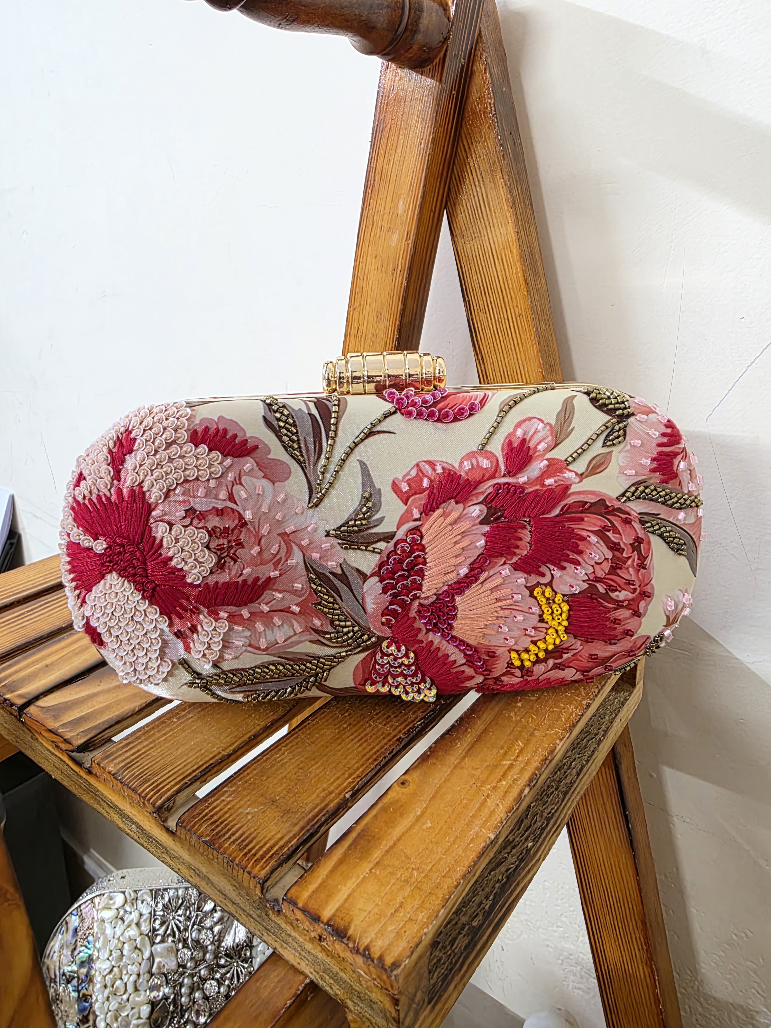 Printed Embroidery clutch