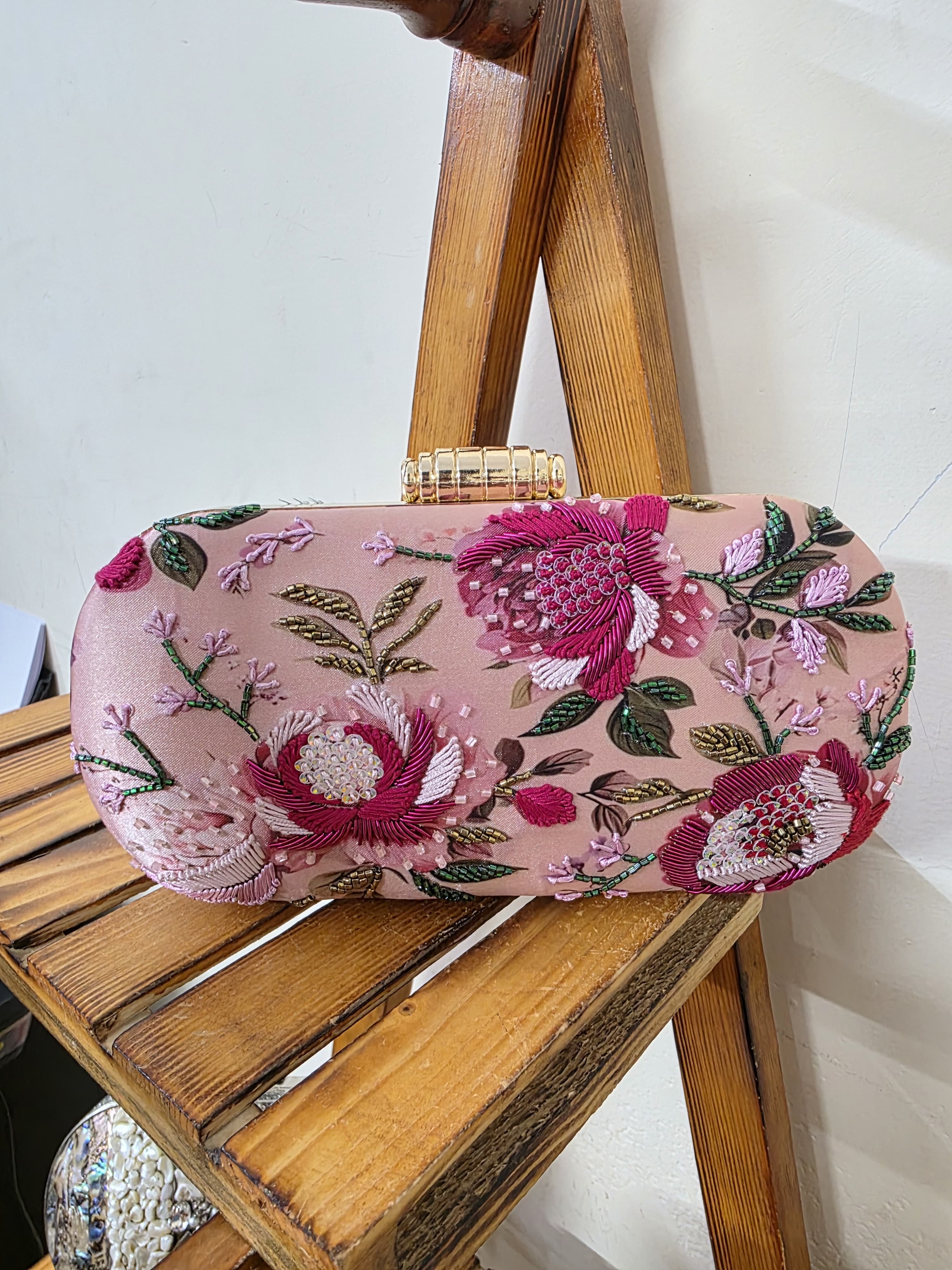 Printed Embroidery Clutch