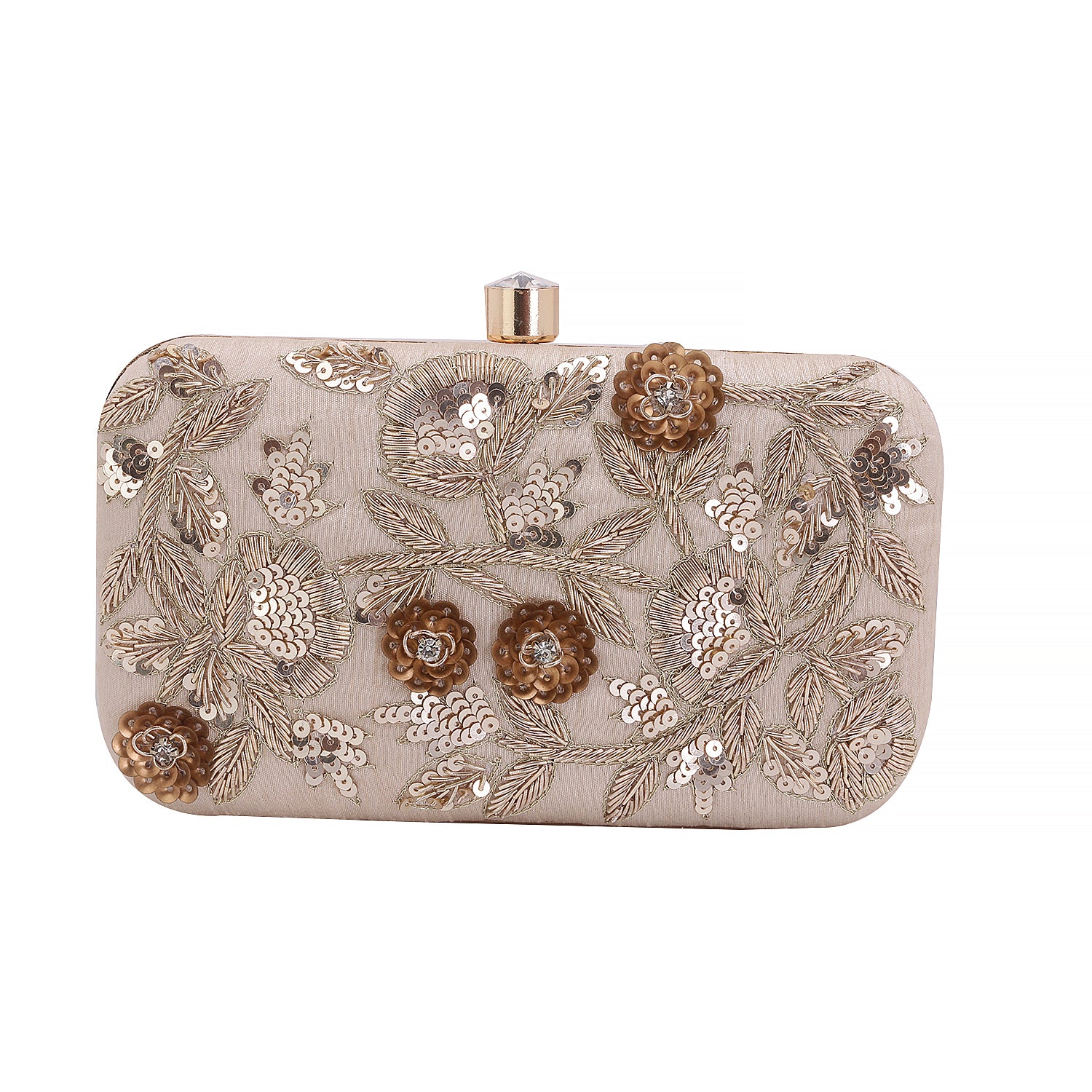 Embroidery dull white clutch
