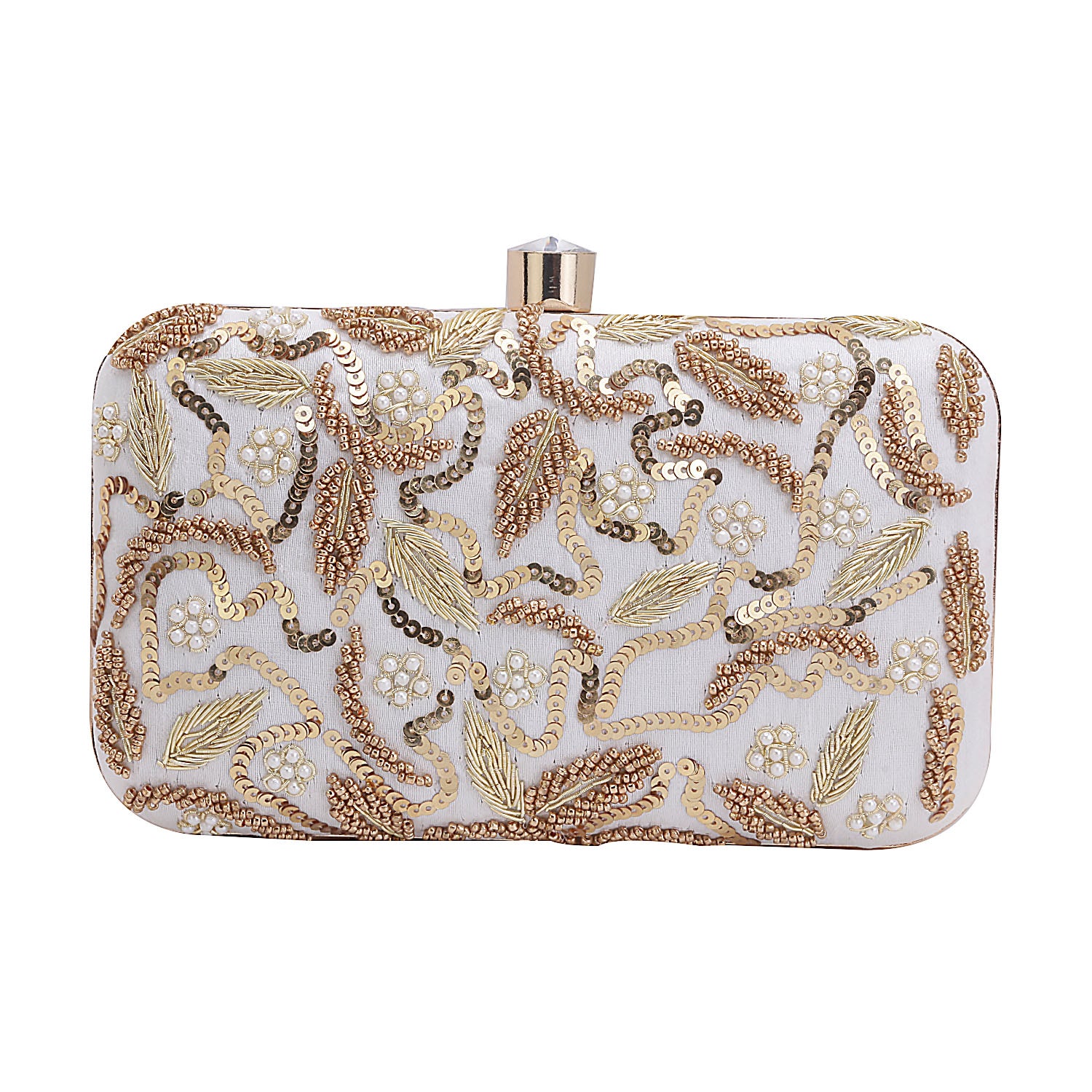 Embroidered Box Clutch For Casual Use