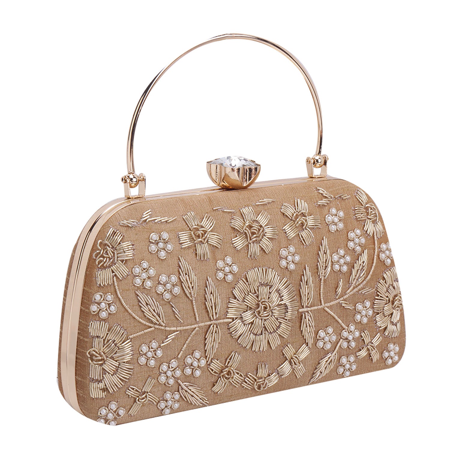 Embroidered Box Clutch For Casual Use