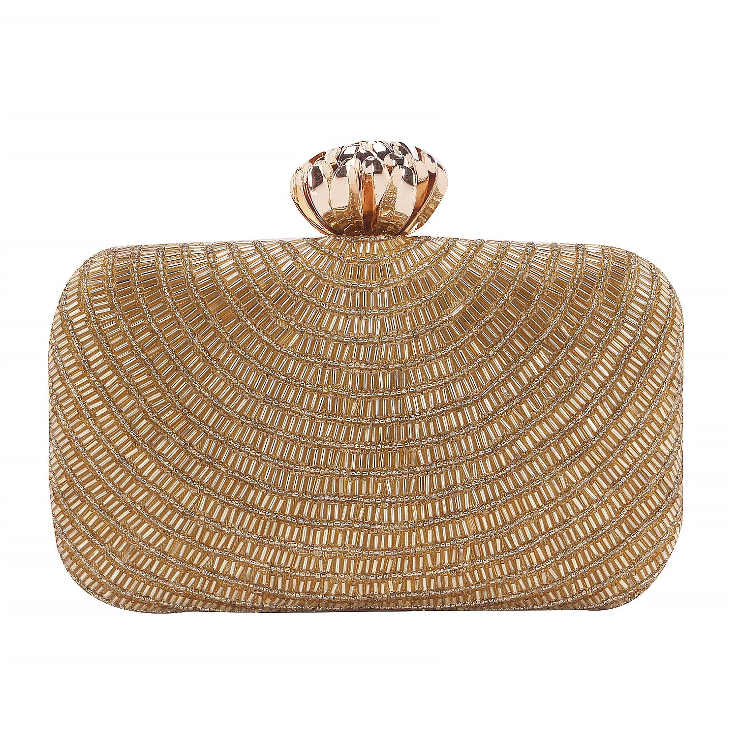 latest golden swirl design embroidered clutch bag