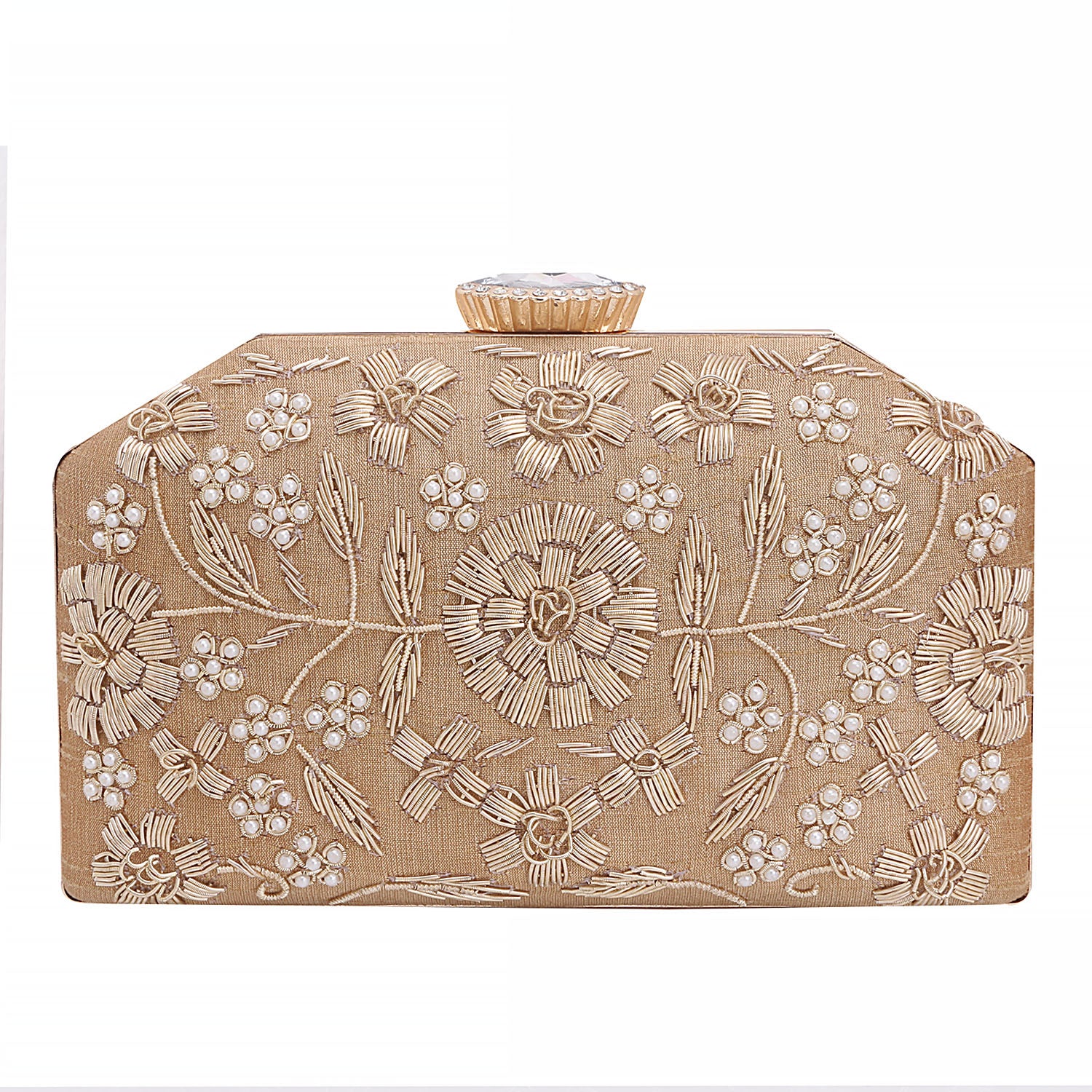 Embroidered Box Clutch For Casual Use
