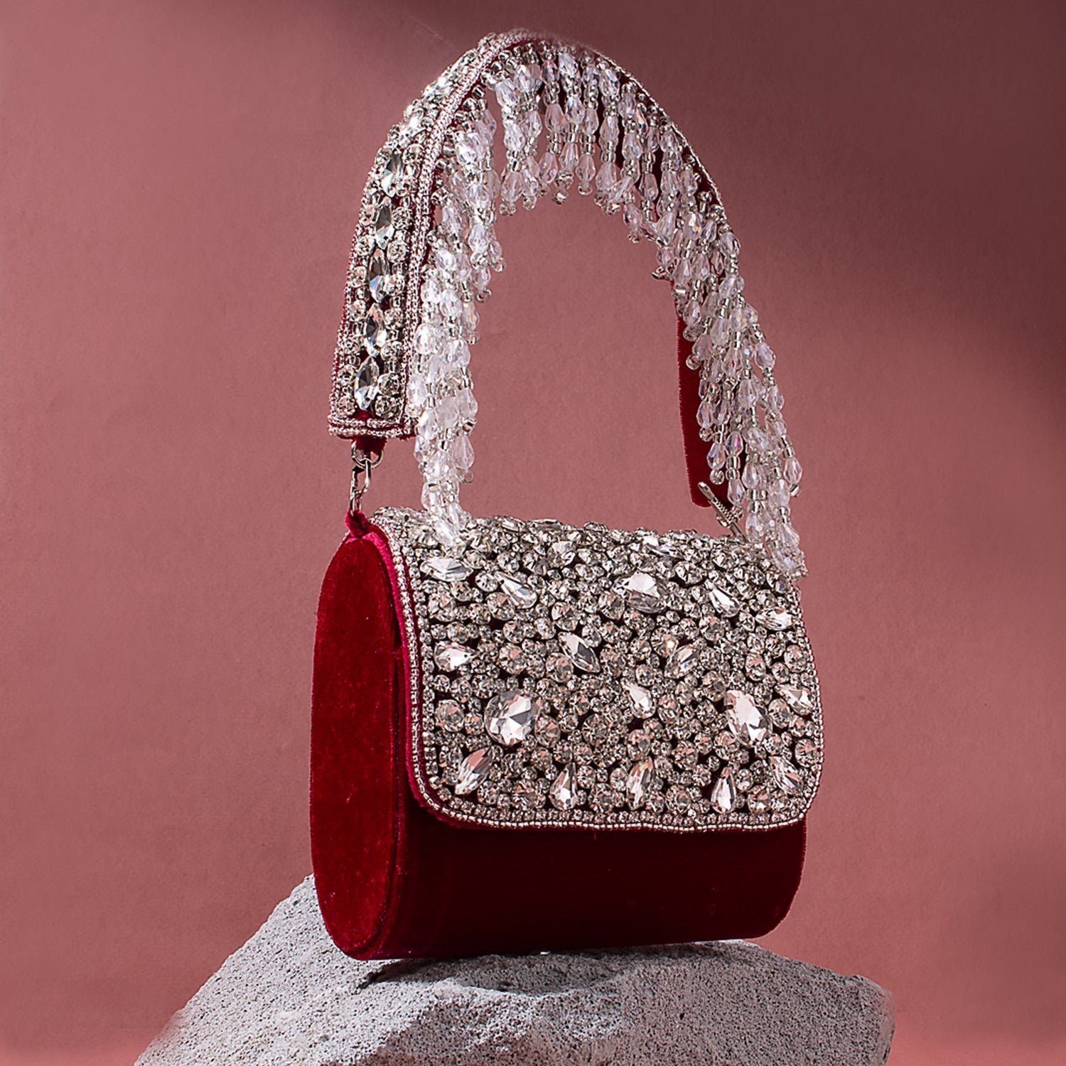 Swisni mini red crystal clutch bag