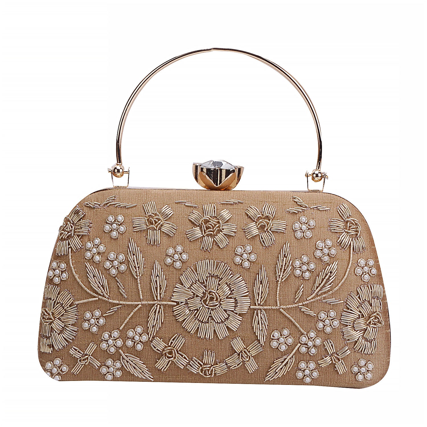 Embroidered Box Clutch For Casual Use