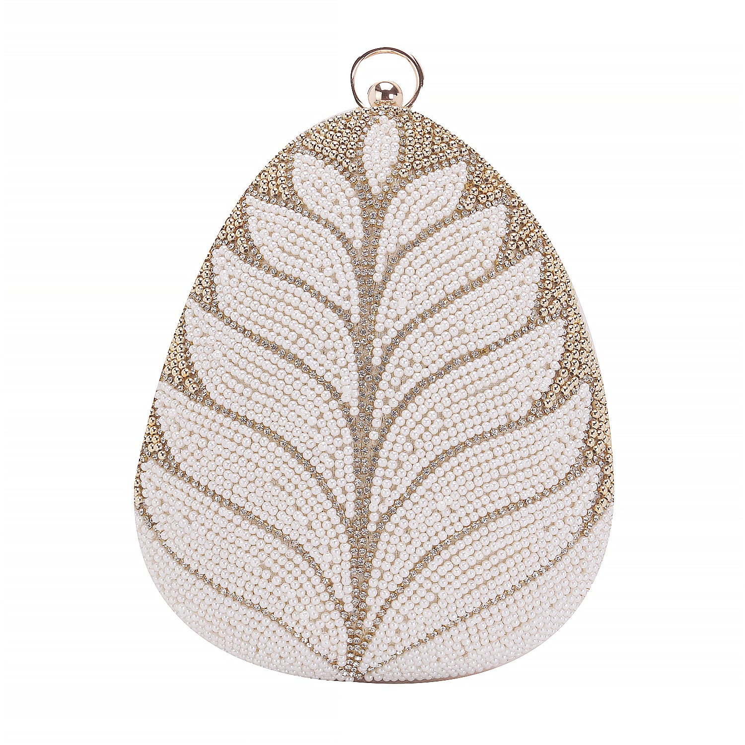 Designer handmade embroidery almond shape clutch