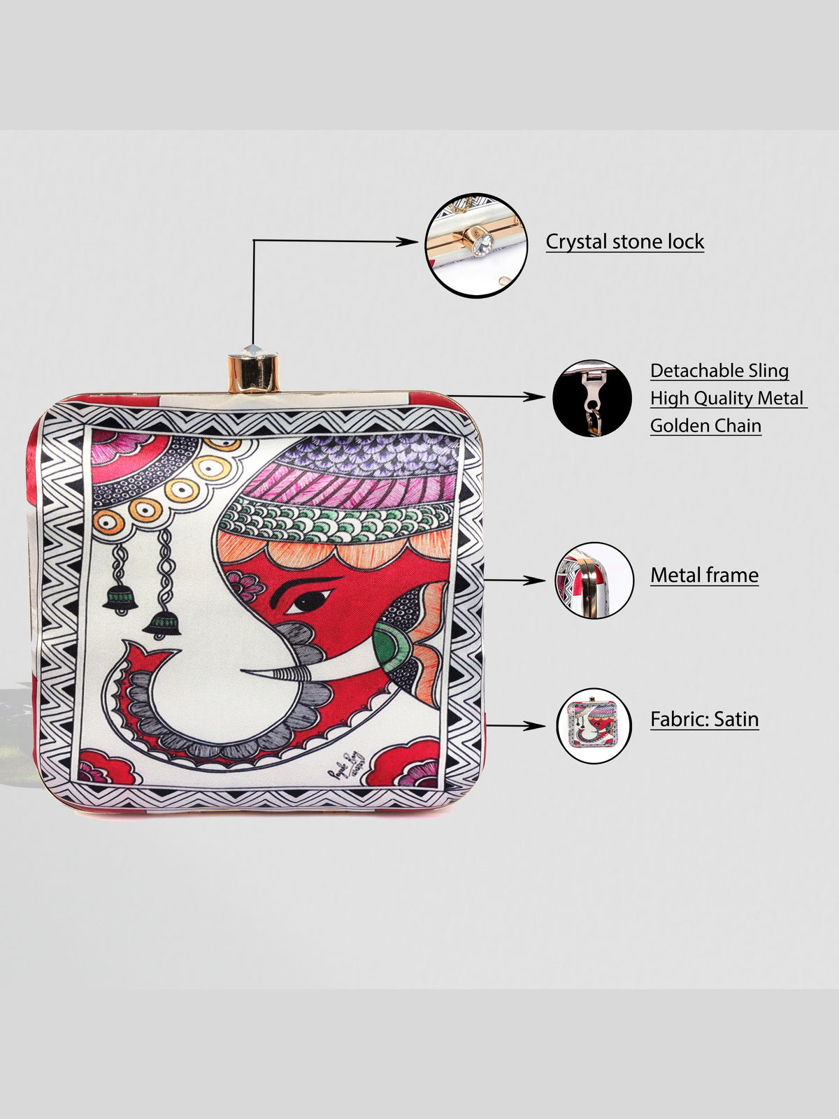 VRPS Printed Clutch | Handcrafted Ethnic Bag | SWIS-1343 | Additional Angle