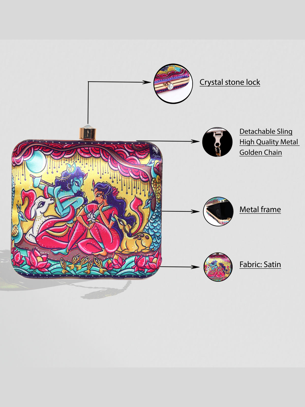 VRPS Printed Clutch | Handcrafted Ethnic Bag | SWIS-1336 | Additional Angle