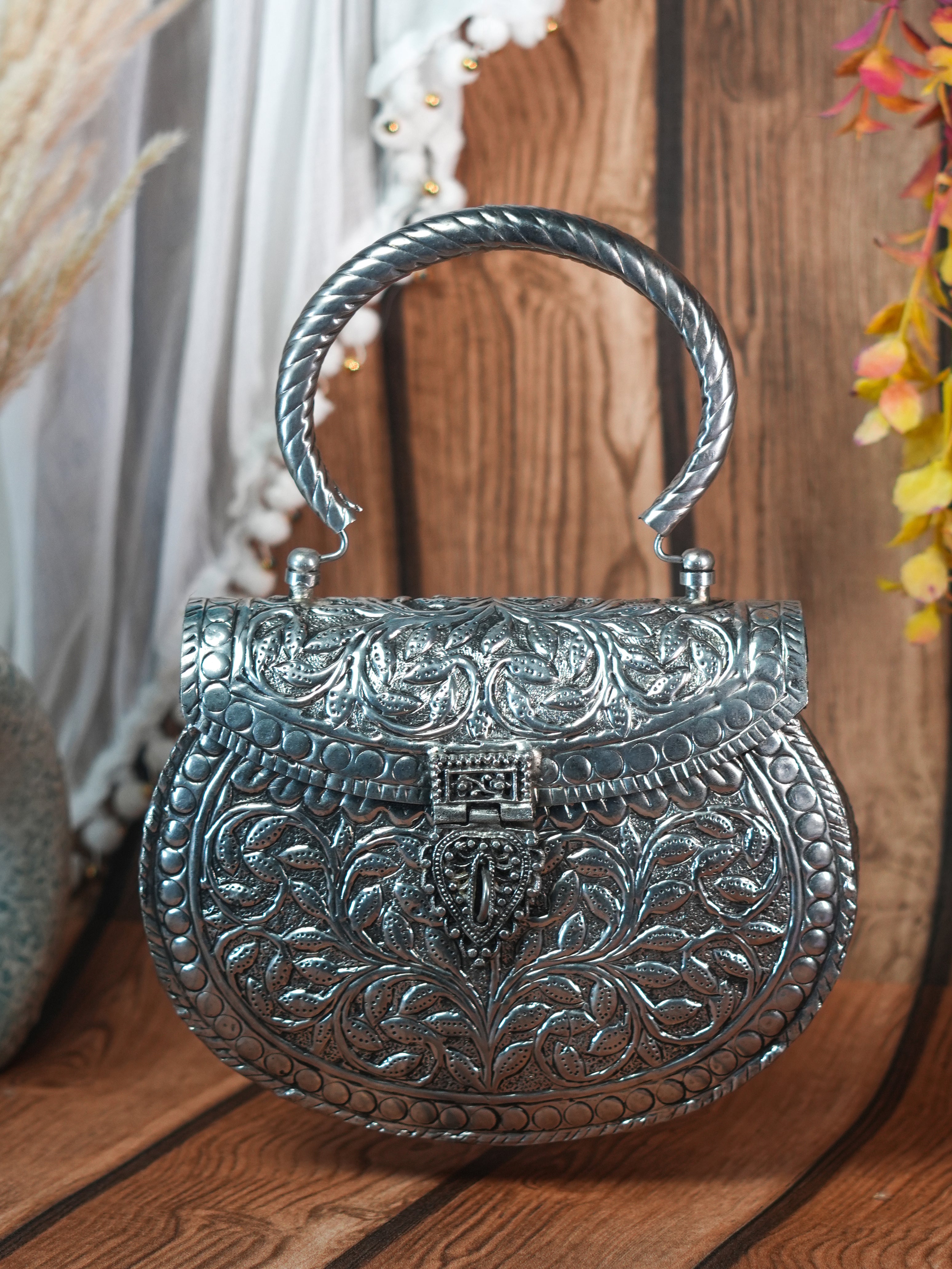 VRPS Brass Clutch | Handcrafted Ethnic Bag | SWIS-1362 | Additional Angle
