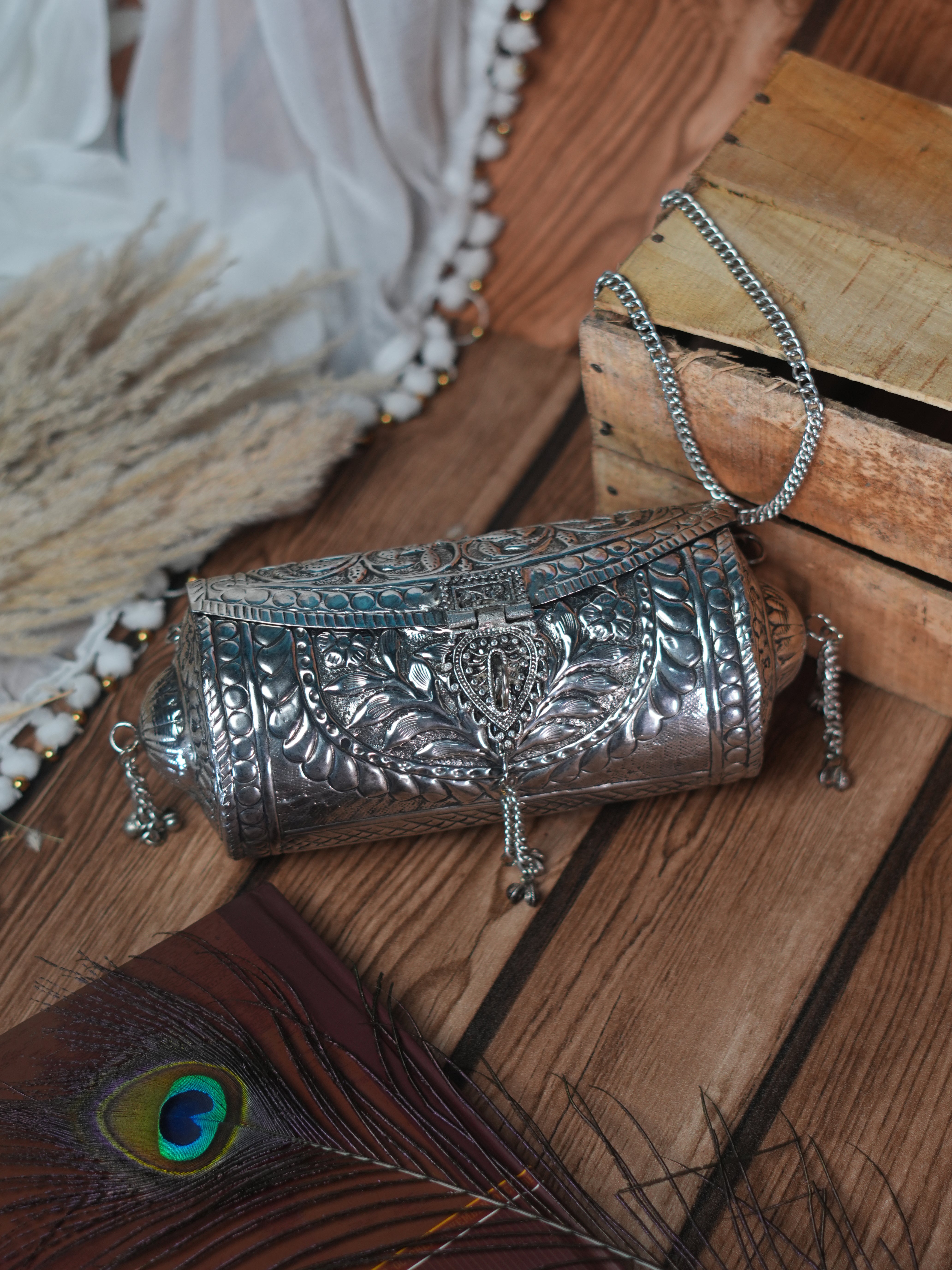 VRPS Brass Clutch | Handcrafted Ethnic Bag | SWIS-1359 | Additional Angle