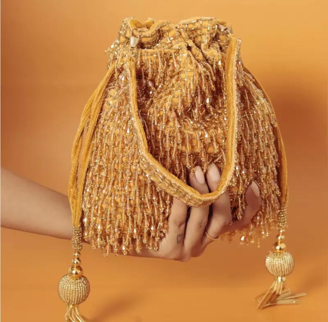 Golden Crystal potli bag