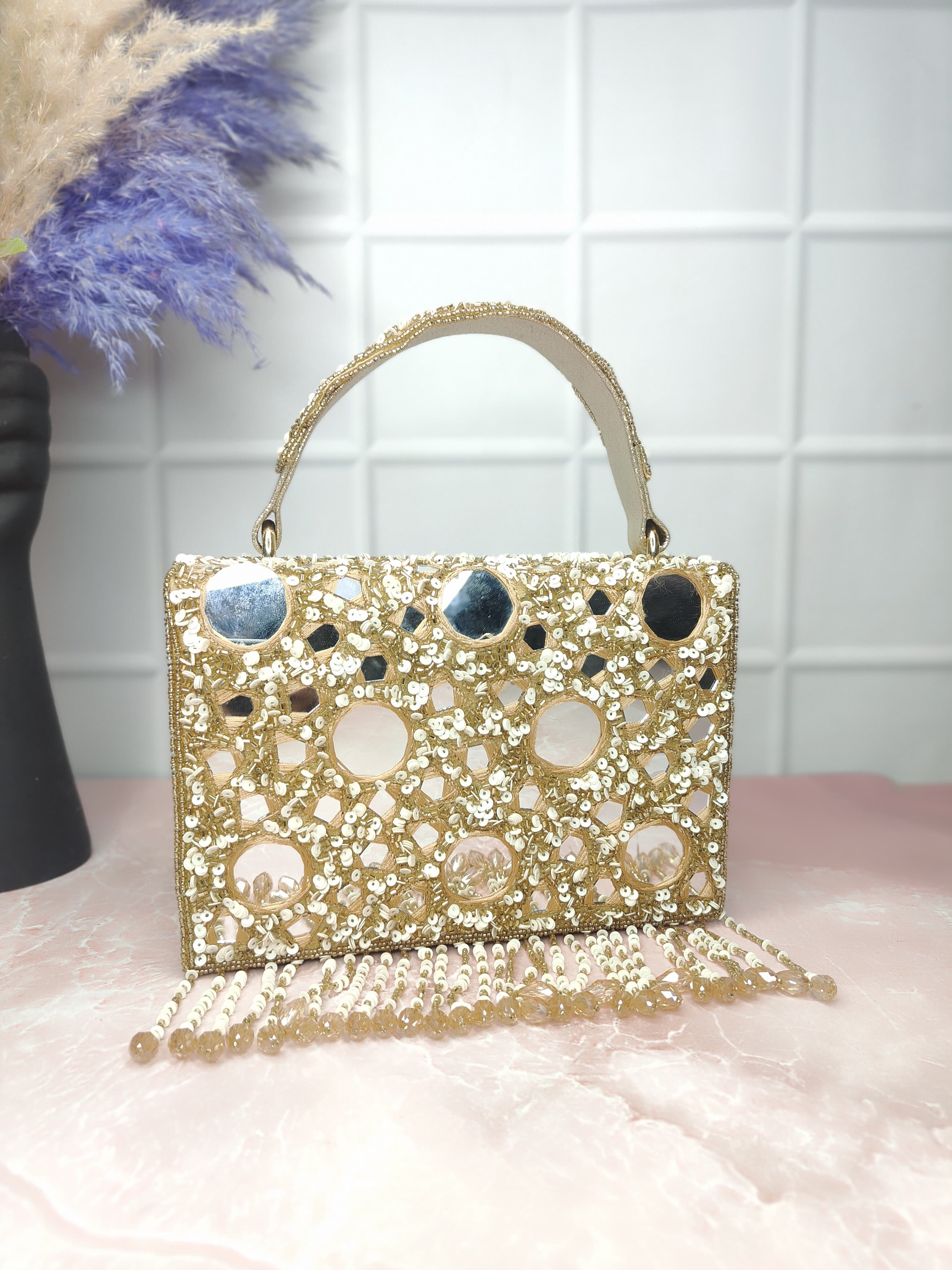 Golden mirror flap bag